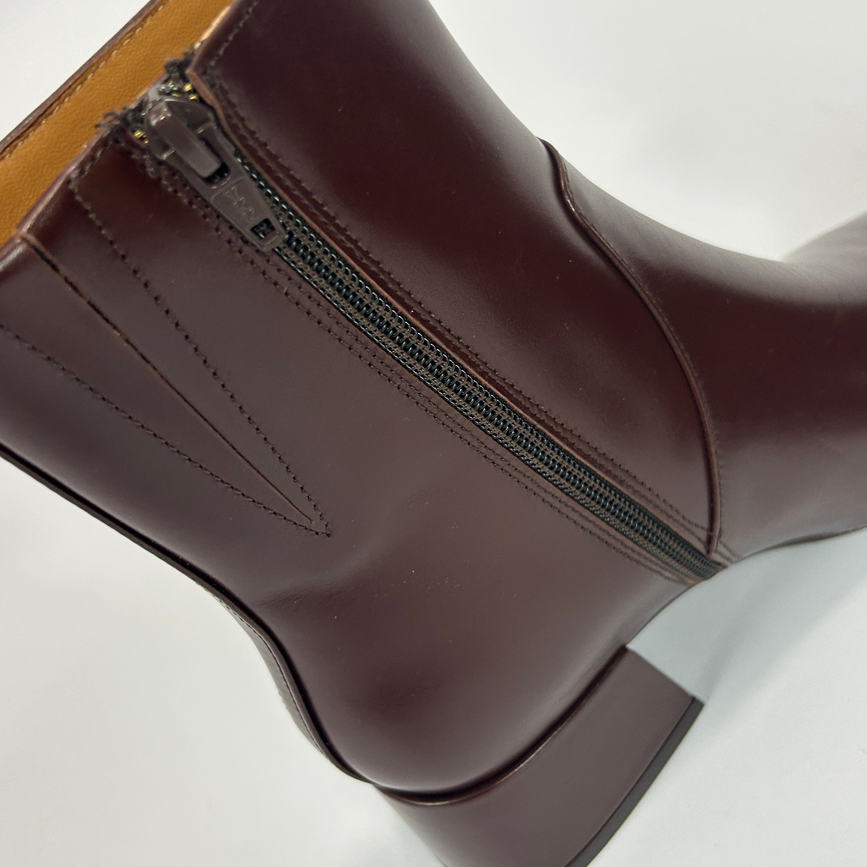 Sezane New £195 Chocolate Leather Paulette Ankle Boots 38