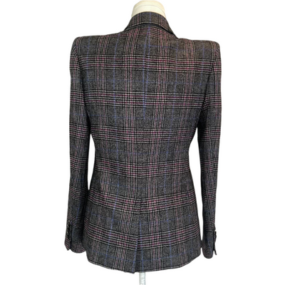 Veronica Beard Black & Fuchsia POW Check Wool Mix Jacket XS