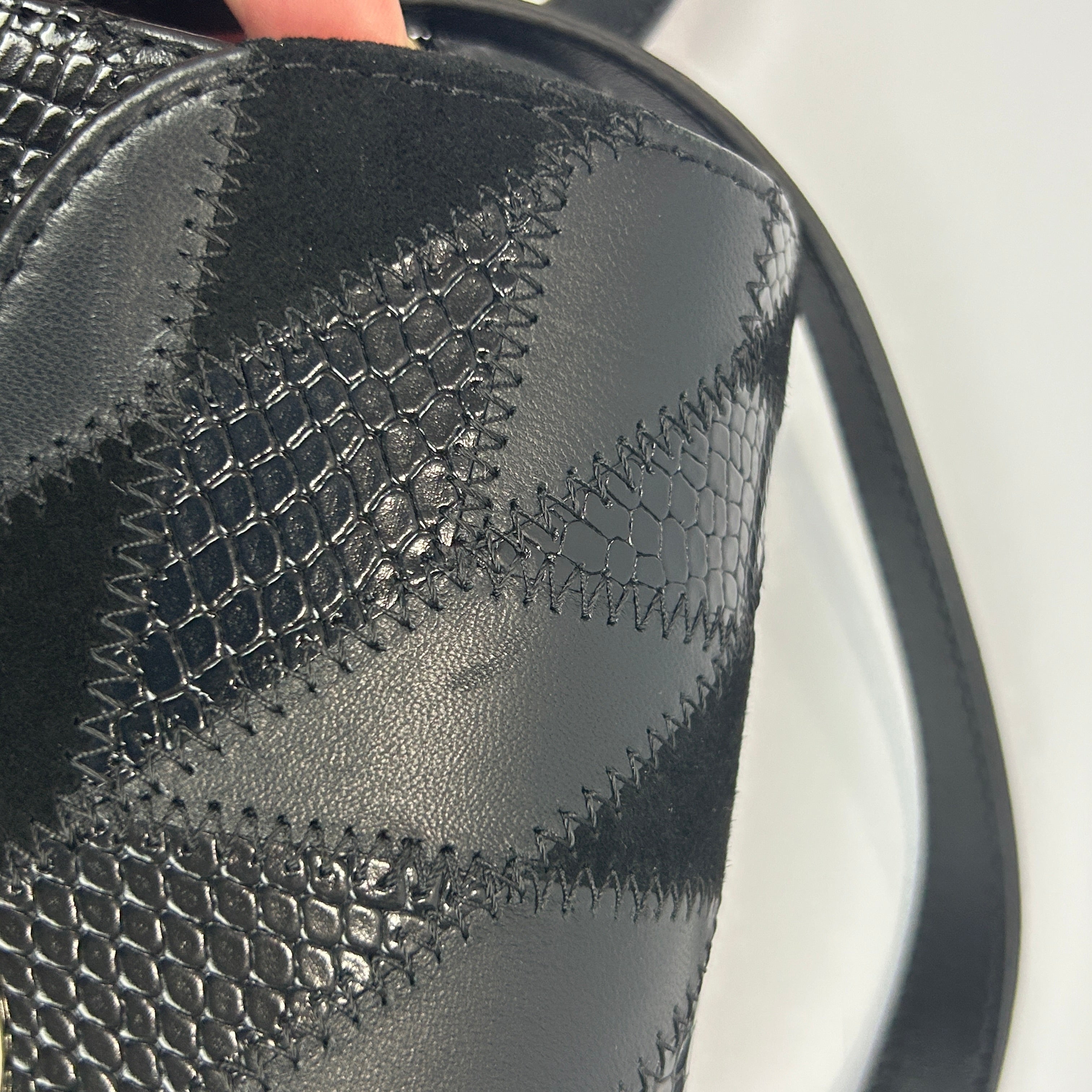 Sezane £355 Black Calfhair & Leather Patchwork Bag