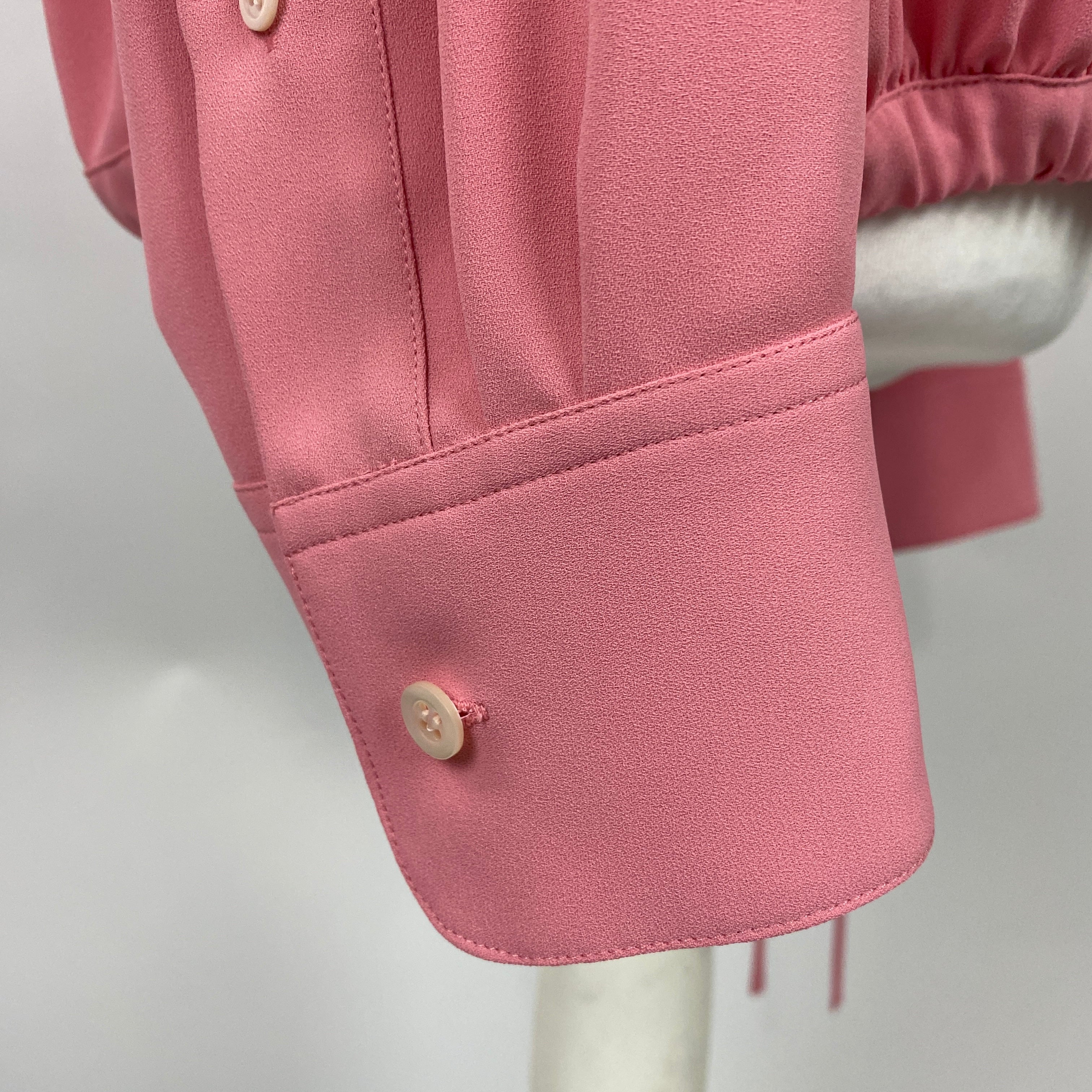 Dries Van Noten Sugar Pink Crepe Drawstring Shirt L/XL