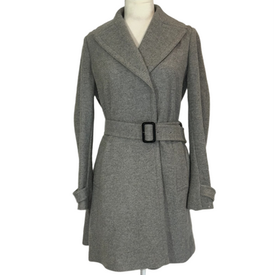 Burberry Pale Grey Pure Cashmere Belted Coat XS