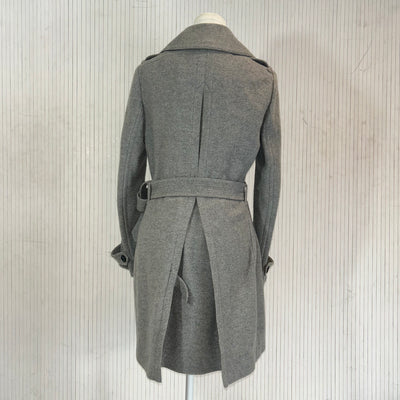 Burberry Pale Grey Pure Cashmere Belted Coat XS