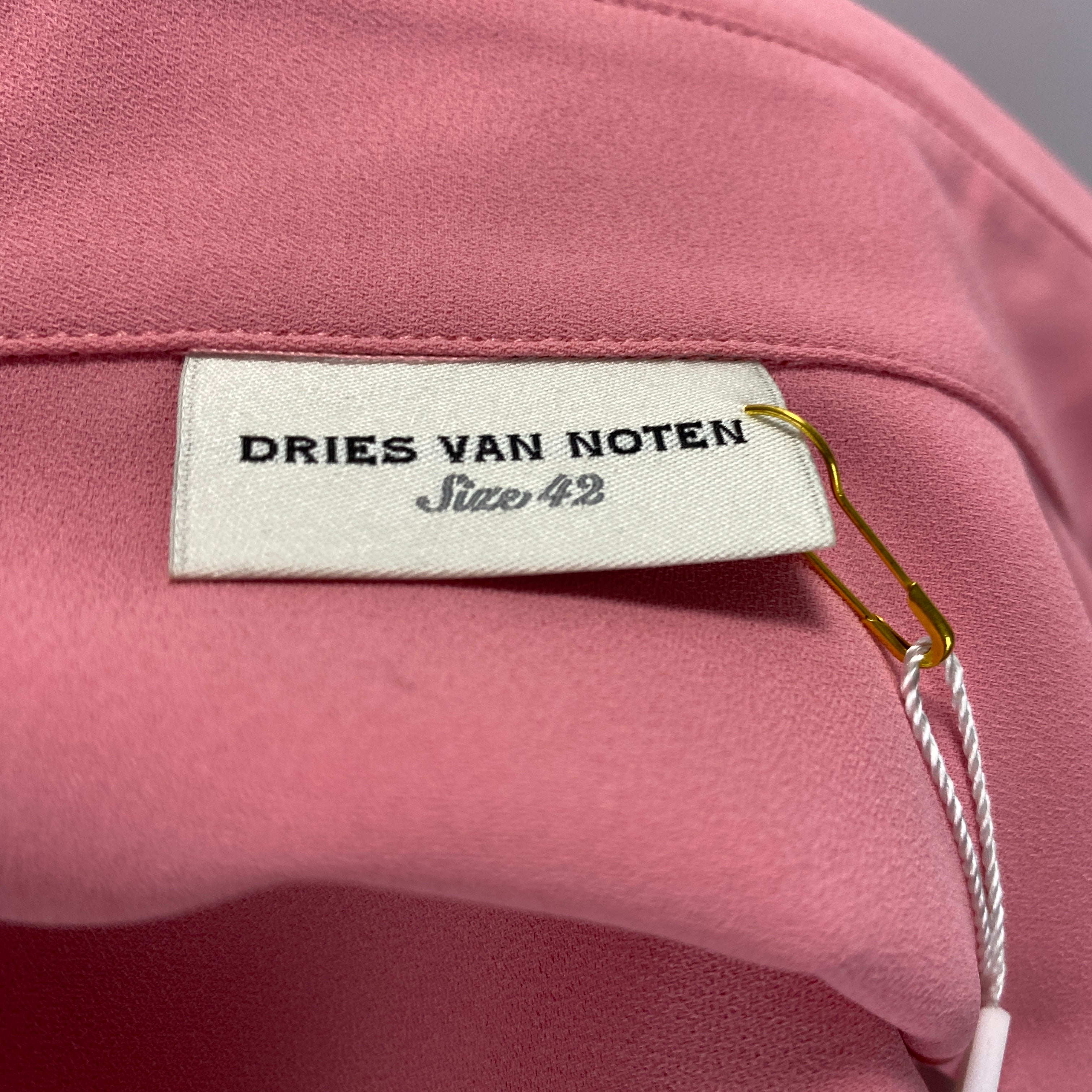 Dries Van Noten Sugar Pink Crepe Drawstring Shirt L/XL