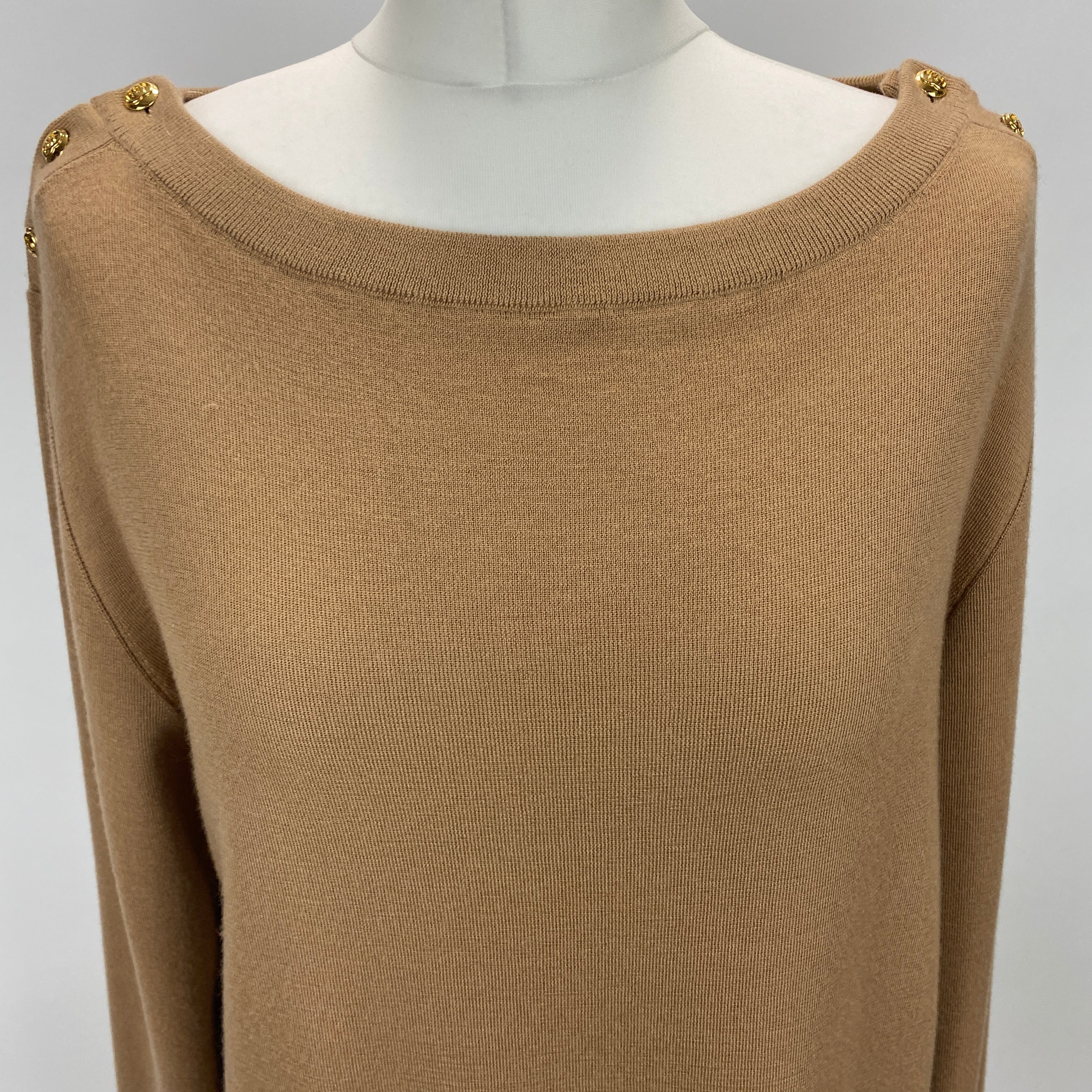Gucci New £1650 Camel Cashmere Gold Button Knit Sweater XL