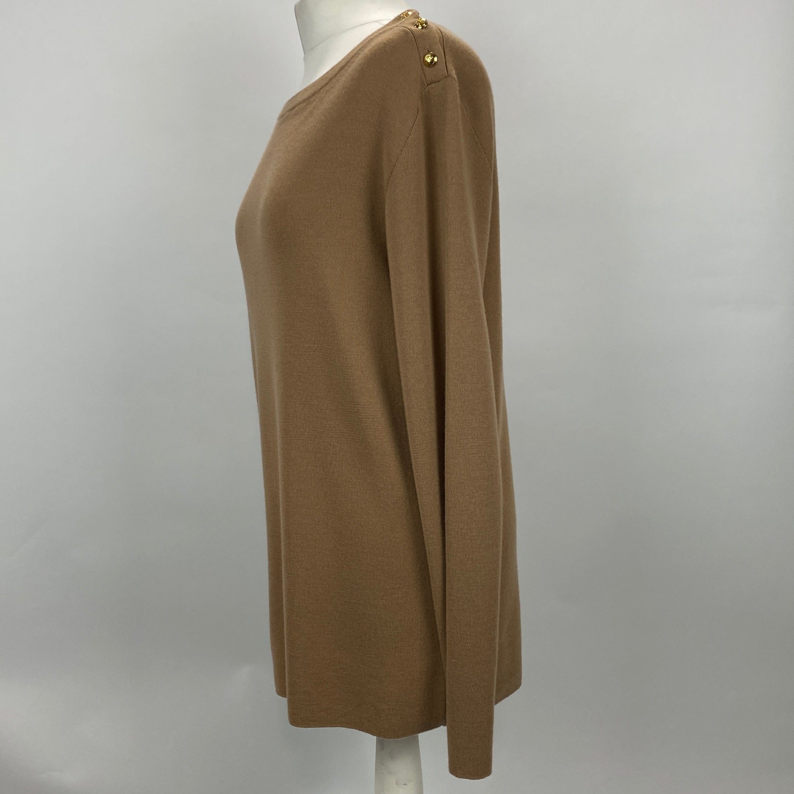 Gucci New £1650 Camel Cashmere Gold Button Knit Sweater XL