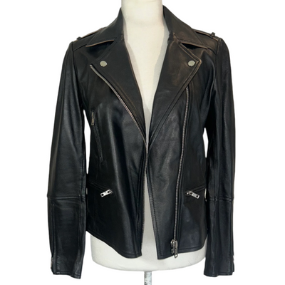 Gerard Darel £545 Black Lambs Leather Biker Jacket XS