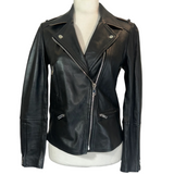 Gerard Darel £545 Black Lambs Leather Biker Jacket XS