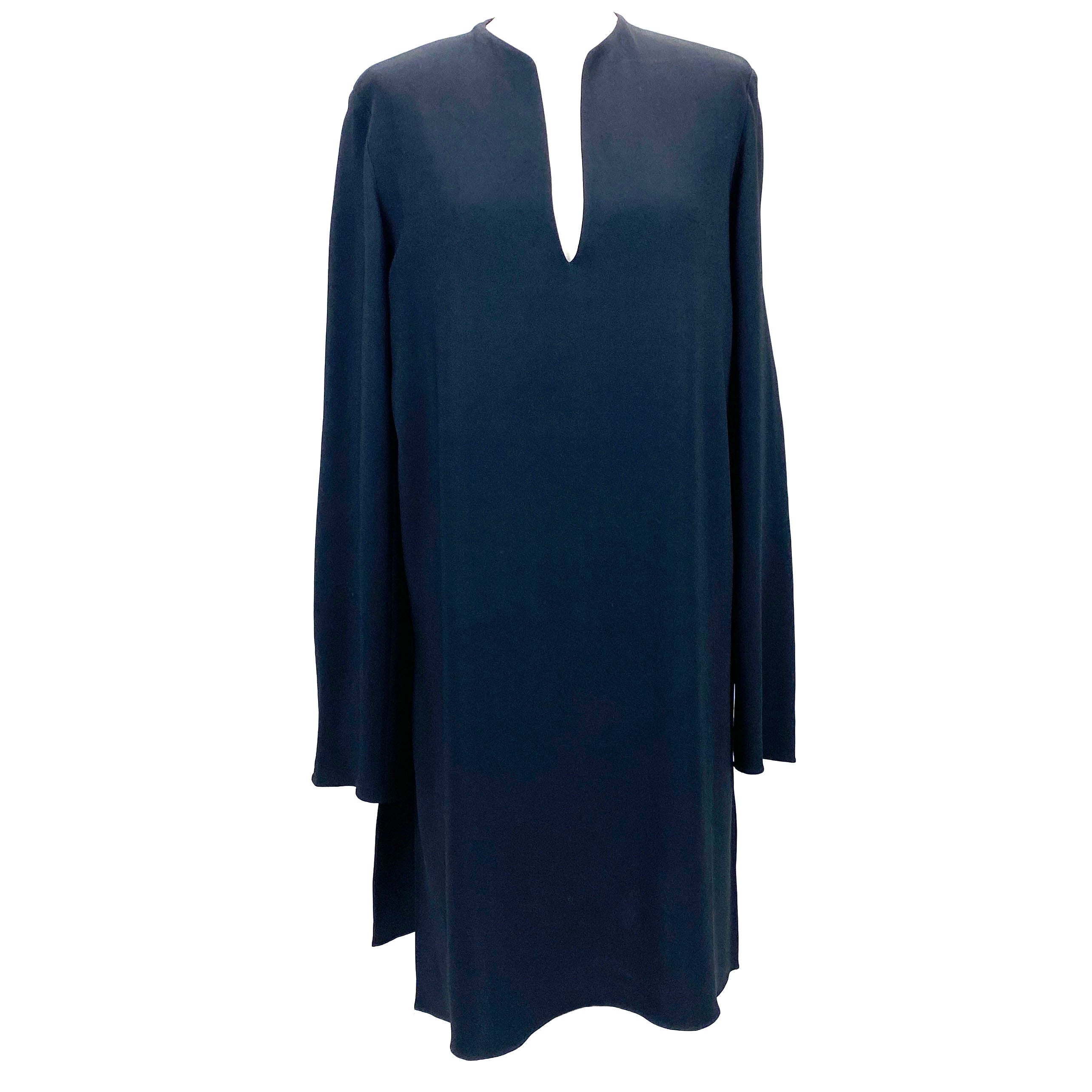 The Row Navy Crepe De Chine Longline Tunic Top M