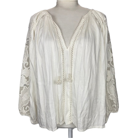 Ulla Johnson £300 Ecru Cotton & Lace Tunic Top S/M/L