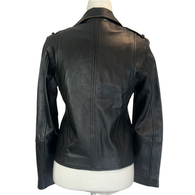 Gerard Darel £545 Black Lambs Leather Biker Jacket XS