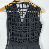 Rokanda Ilincic Black Lasercut & Pleated Midi Dress XS