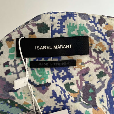 Isabel Marant Indigo Print Silk Mix Mini Skirt XXS