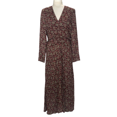 Vanessa Bruno Merlot Floral Print Silk Chiffon Maxi Dress M