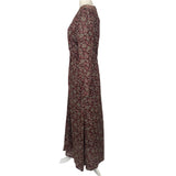 Vanessa Bruno Merlot Floral Print Silk Chiffon Maxi Dress M