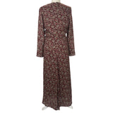 Vanessa Bruno Merlot Floral Print Silk Chiffon Maxi Dress M