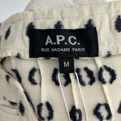 A.P.C. Ivory & Navy Cotton & Linen Tunic Dress M