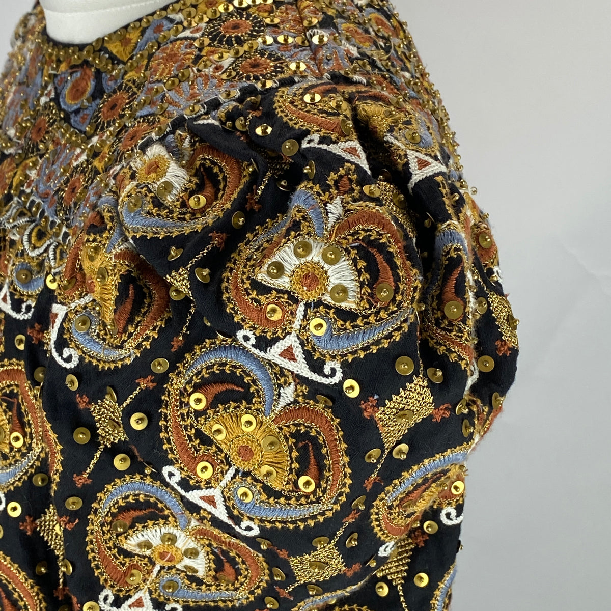 Ulla Johnson Black Heavily Embroidered & Sequinned Tunic Top S