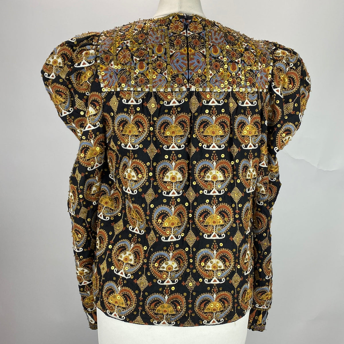 Ulla Johnson Black Heavily Embroidered & Sequinned Tunic Top S