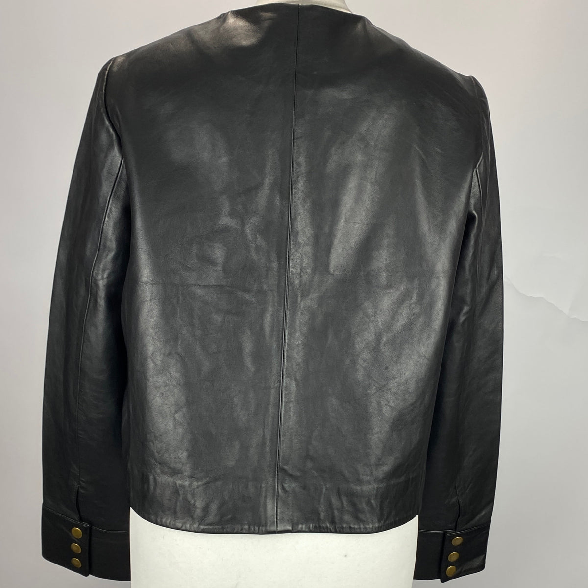 Sezane New £330 Black Lambskin Collarless Marlys Jacket S-M