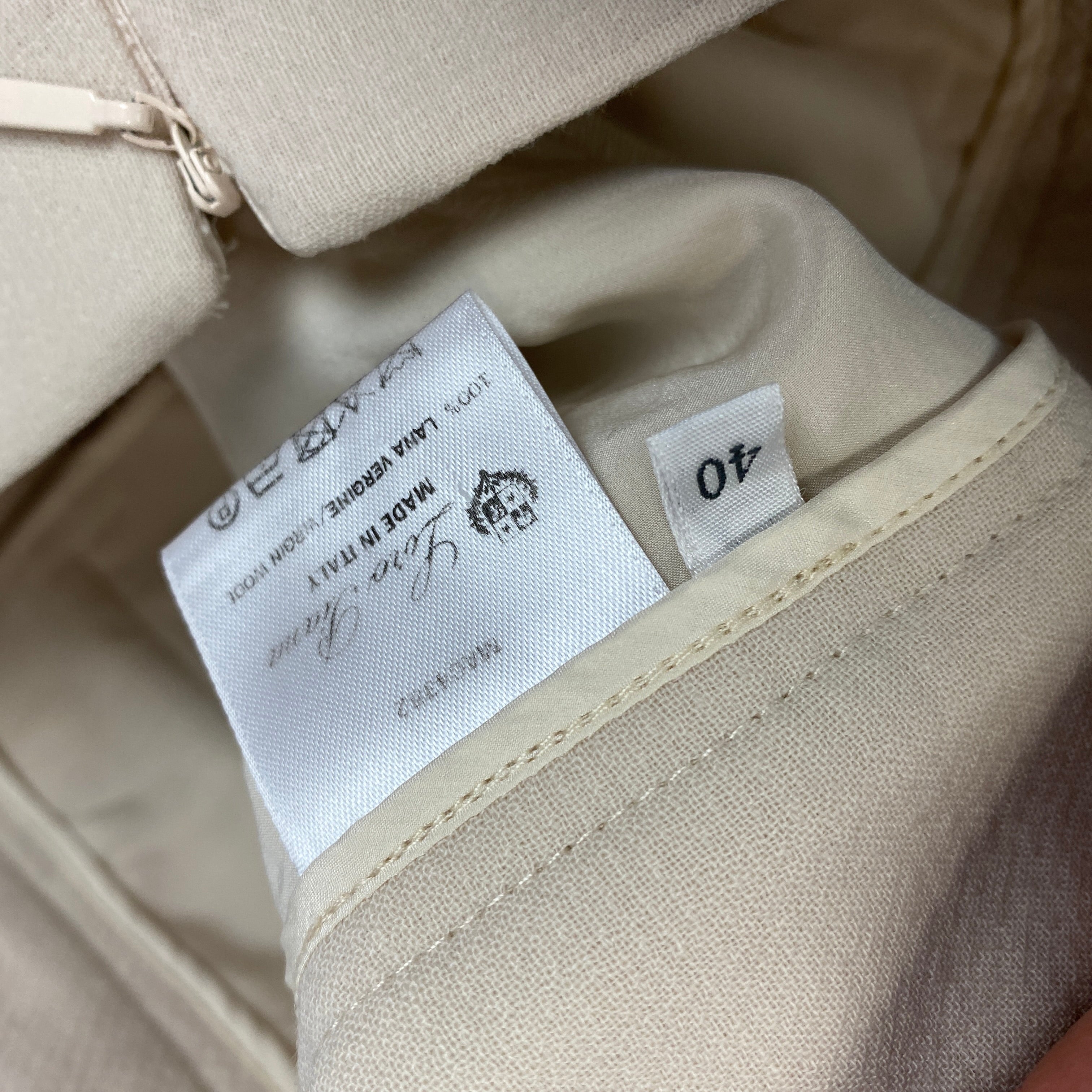 Loro Piana Cream Textured Wool Crepe Trousers XS
