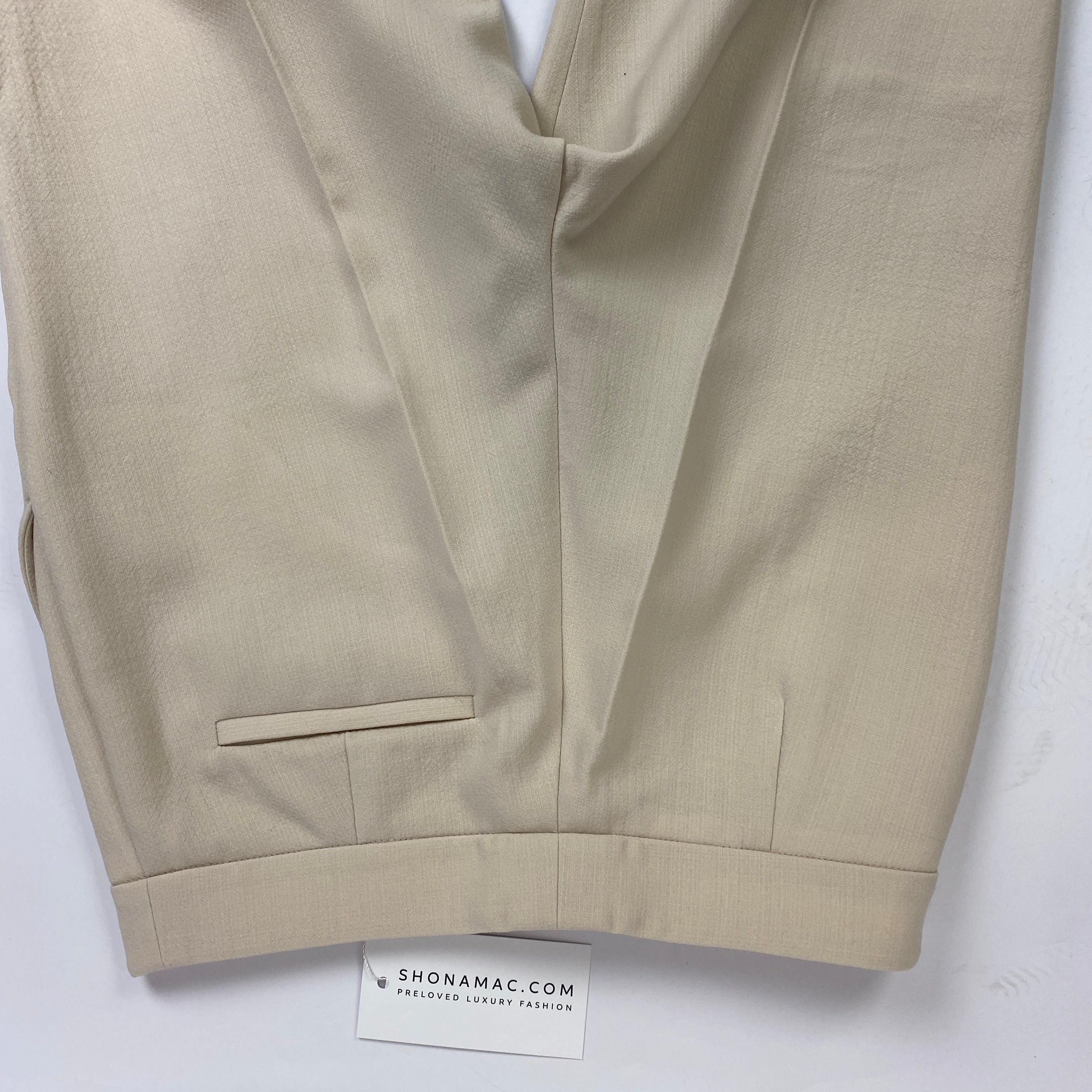 Loro Piana Cream Textured Wool Crepe Trousers XS