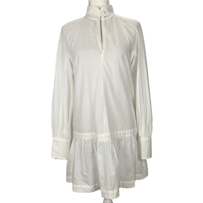 Anna Mason White Pointelle Cotton Dress S