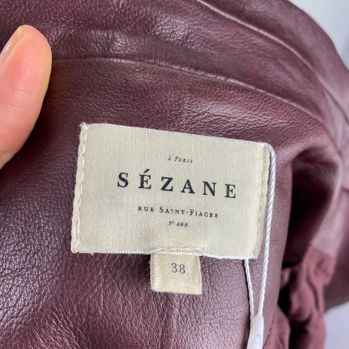 Sezane New £330 Burgundy Lambskin Swing Jacket S-M