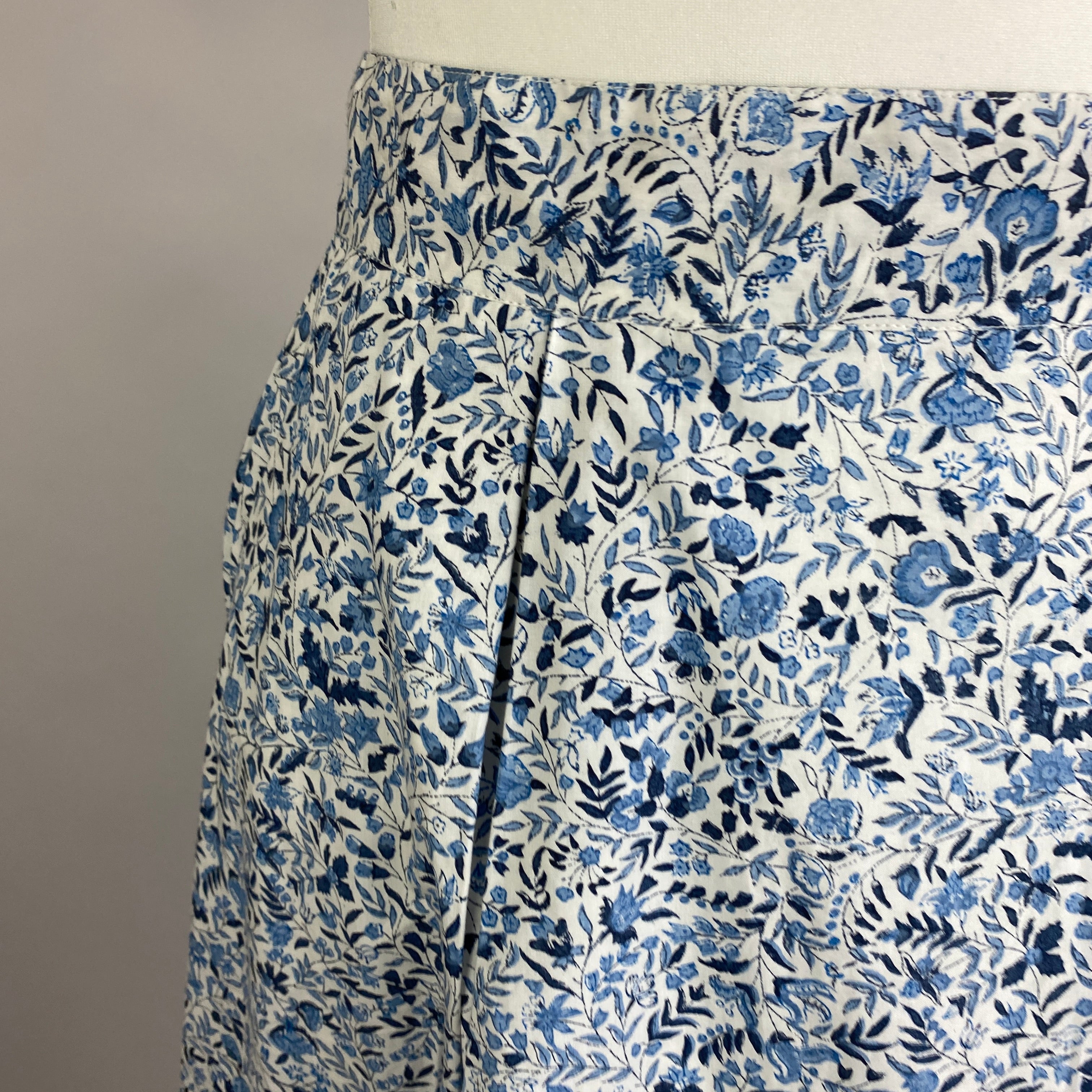 Thierry Colson China Blue & White Print Cotton Skirt M