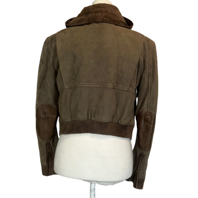 Burberry Brit Cocoa Padded Nubuck Aviator Jacket XS