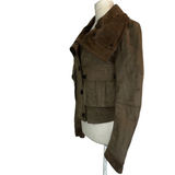 Burberry Brit Cocoa Padded Nubuck Aviator Jacket XS