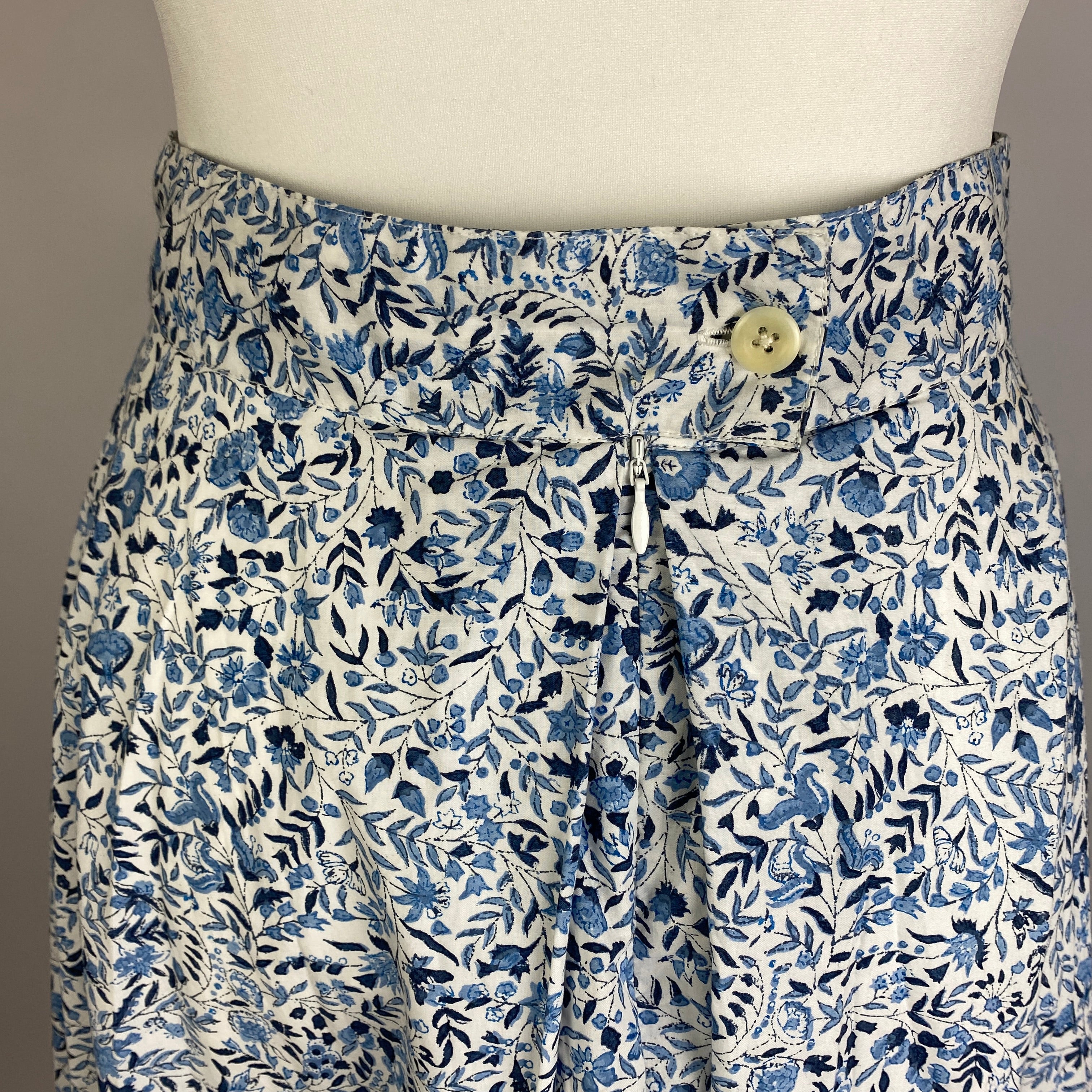 Thierry Colson China Blue & White Print Cotton Skirt M