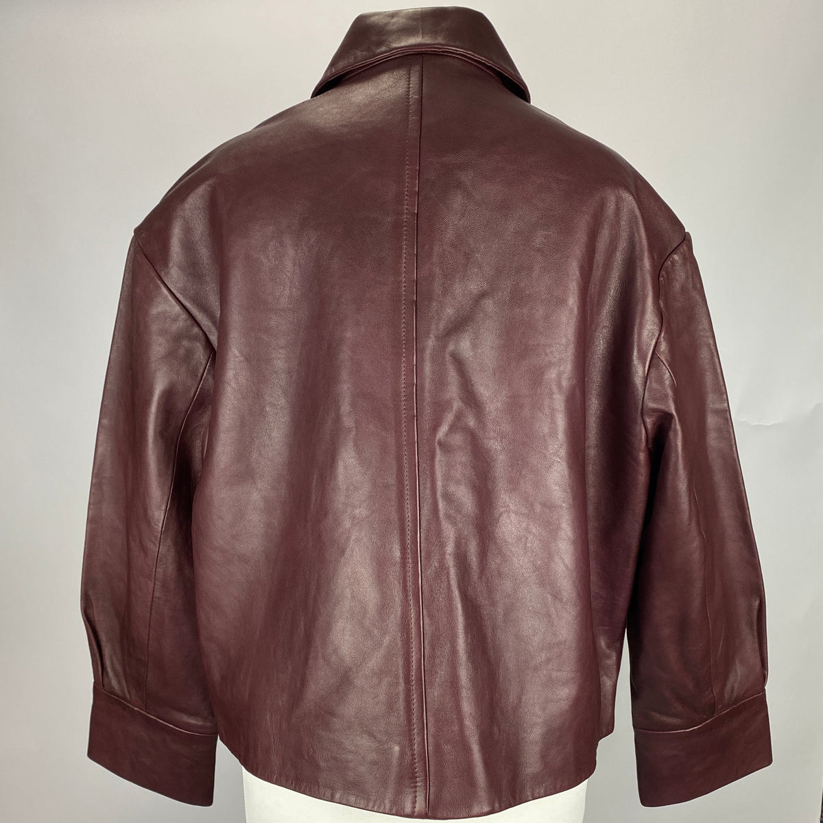 Sezane New £330 Burgundy Lambskin Swing Jacket S-M