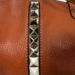 Valentino Tan Pebbled Leather Rockstud Spike Tote Bag