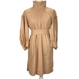 Anna Mason Plaster Pink Broderie Anglais Turtleneck Dress S