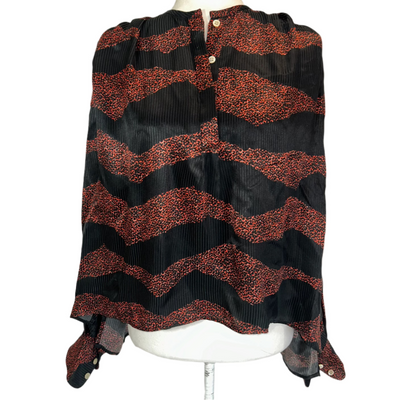 Isabel Marant Black & Red Print Silk Tunic Top S/M/L/XL