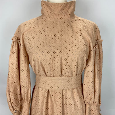 Anna Mason Plaster Pink Broderie Anglais Turtleneck Dress S