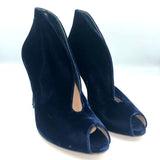 Gianvito Rossi Brand New £420 Navy Velvet Vamp Peeptoe Heels 38.5