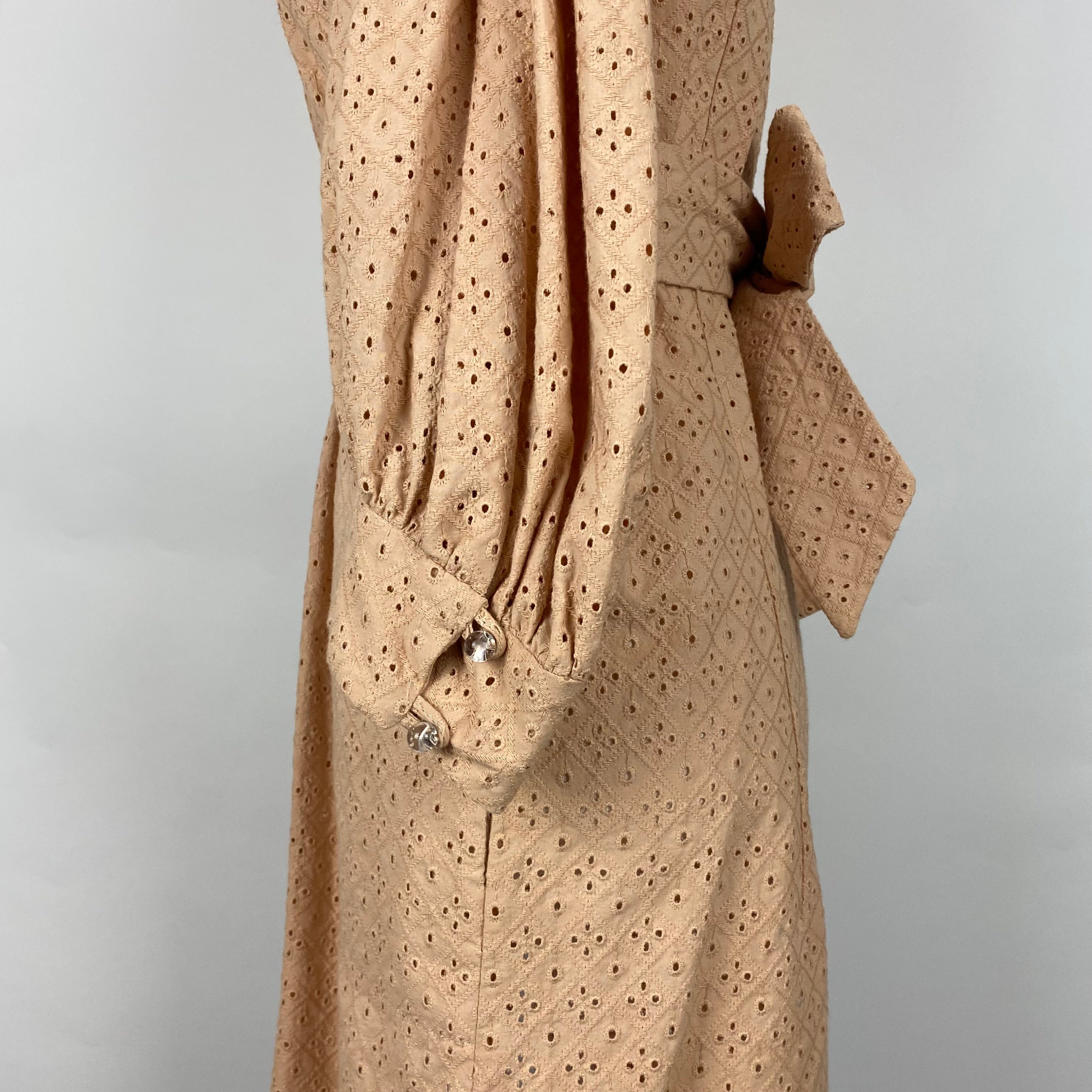 Anna Mason Plaster Pink Broderie Anglais Turtleneck Dress S