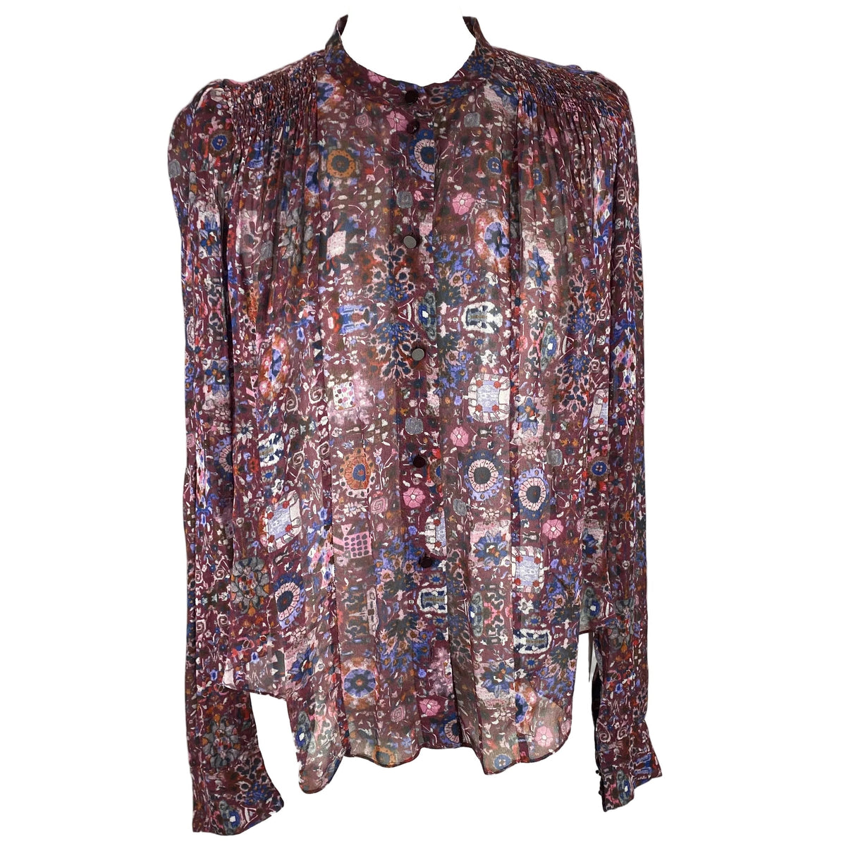 Isabel Marant Etoile Plum Chiffon Floral Blouse S
