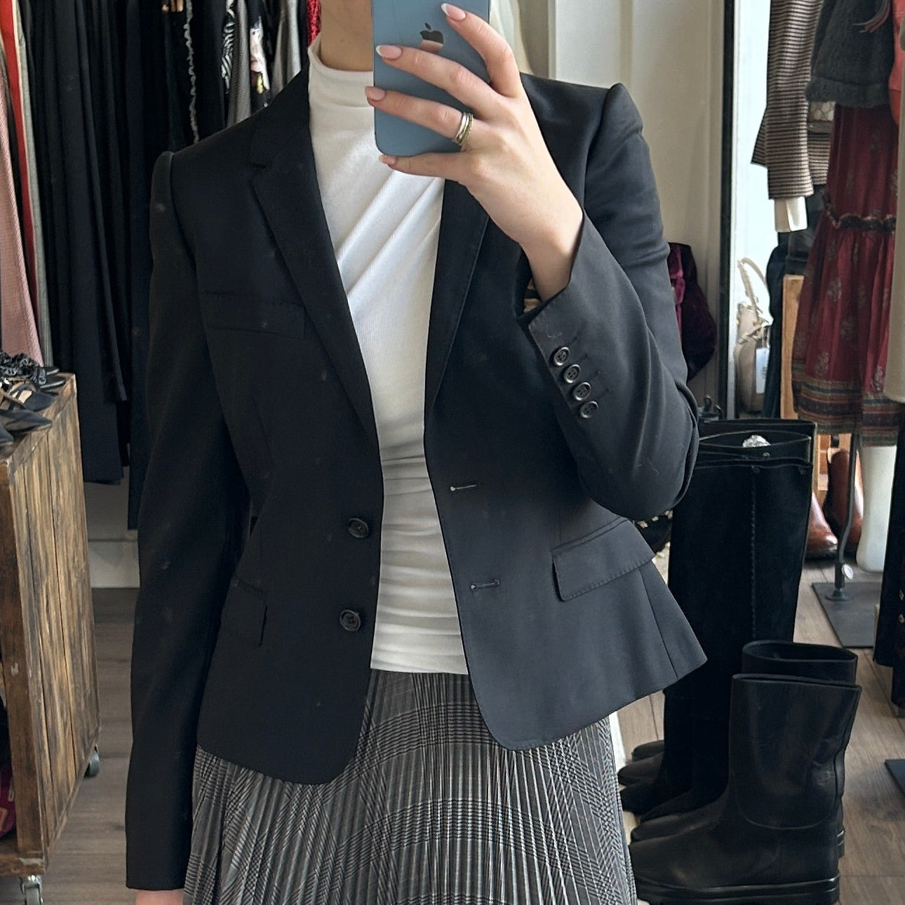 Dolce & Gabbana Black Stretch Wool Jacket S