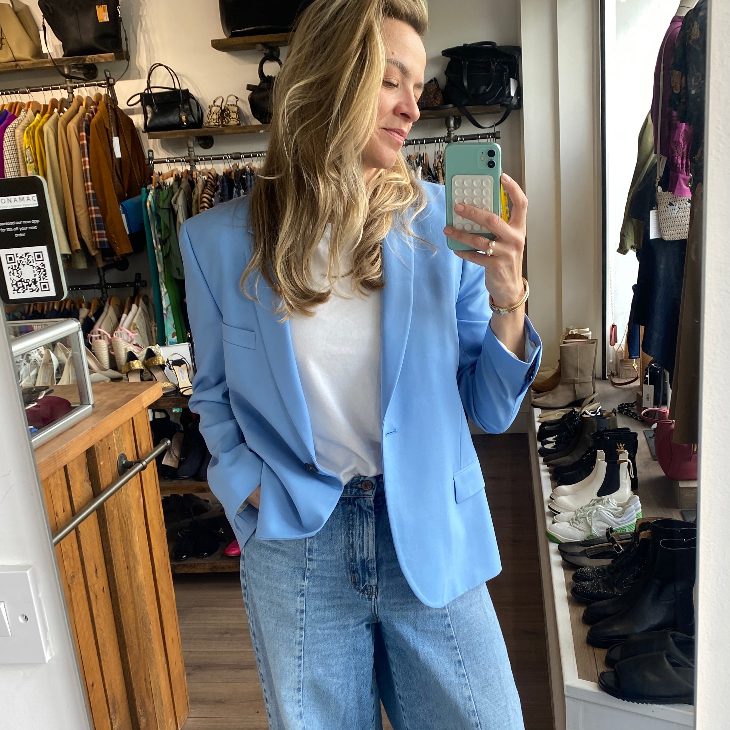 Paul Smith Baby Blue Wool Longline Blazer XL