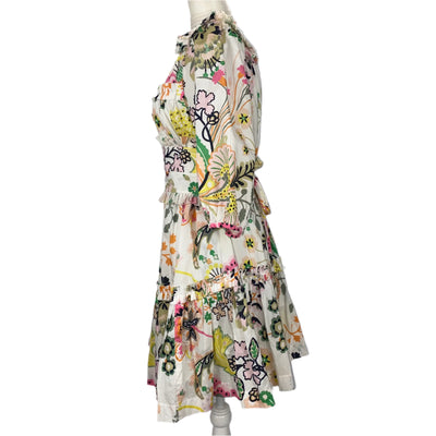 Anna Mason White & Pastel Print Cotton Dress S