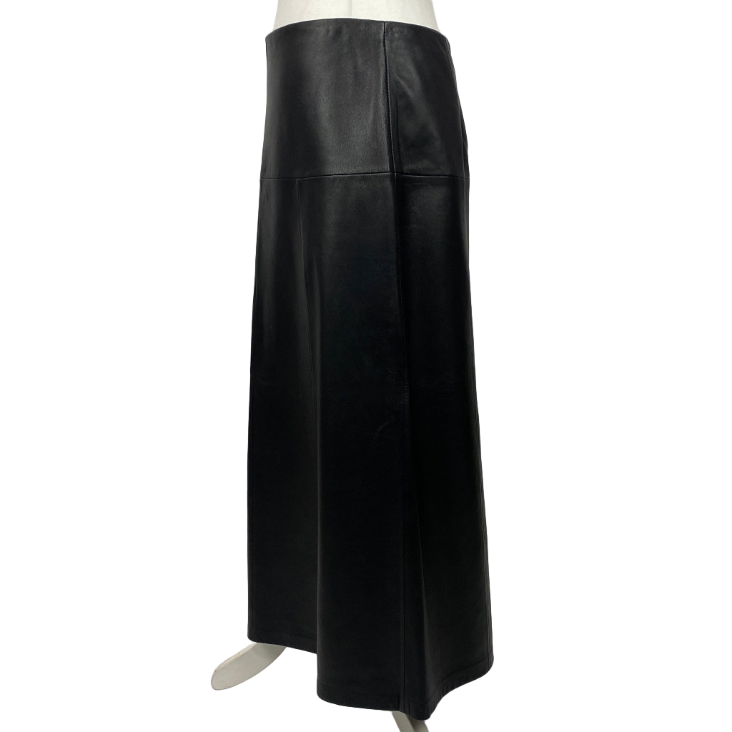 Cefinn £420 Black Leather Tiana Midi Skirt L