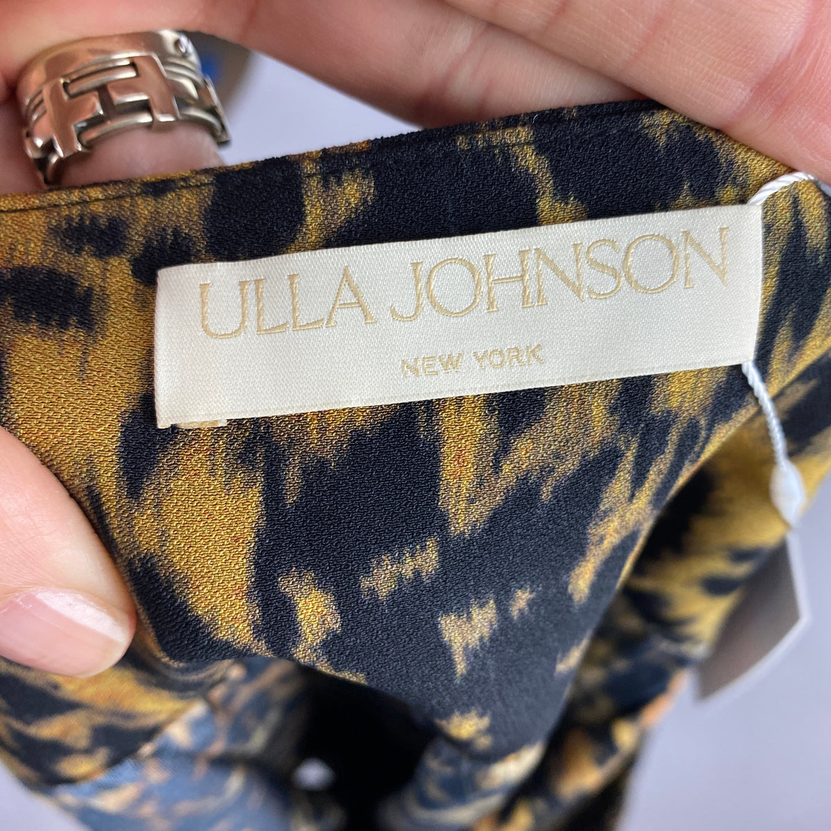 Ulla Johnson Black Leopardprint Heavy Crepe Tunic Top M