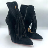 Christian Louboutin Brand New Black Suede Fringed Heels 38.5