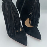 Christian Louboutin Brand New Black Suede Fringed Heels 38.5