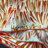 Hermes Ivory & Orange Le Reve De Gloria Brushstrokes Print Silk Scarf