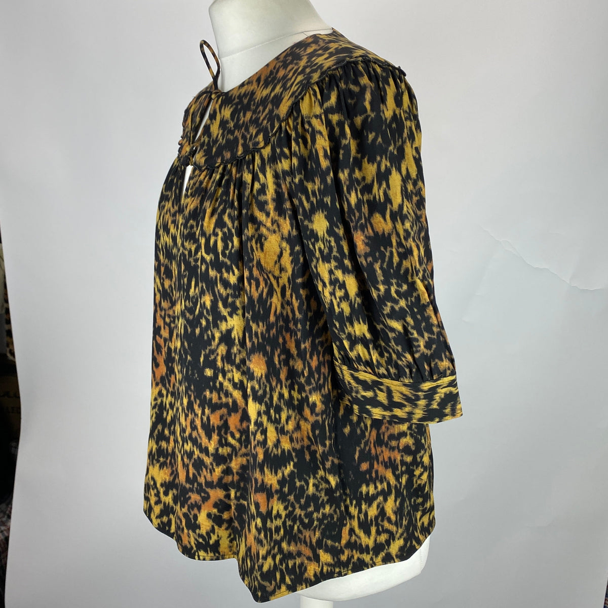Ulla Johnson Black Leopardprint Heavy Crepe Tunic Top M