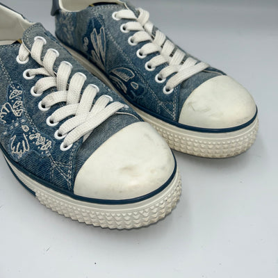 Valentino Denim Appliqued Butterfly Trainers 38