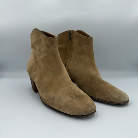 Isabel Marant Etoile Camel Suede Western Ankle Boots 38.5